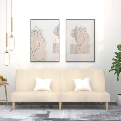 Produktbild von Design Schlafsofa 2-Sitzer Creme Stoff, Schlafsofas 2024 Neu