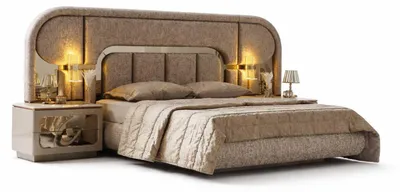 Image de Chambre à coucher luxueuse : lit avec 2 tables de chevet, ensemble moderne