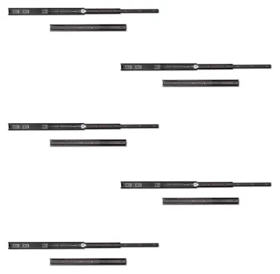 Produktbild von Emuca 5er Satz Kugelführungen, Höhe 45mm, Tiefe 500mm, Vollauszug, Schwarz