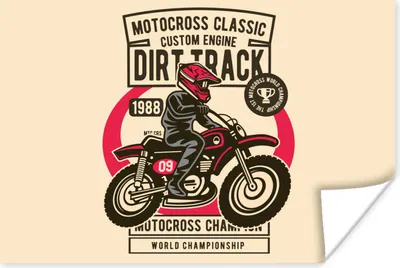 Produktbild von MuchoWow® Poster Motorrad - Vintage - Zeichnung 180x120 cm - Fotoplakat