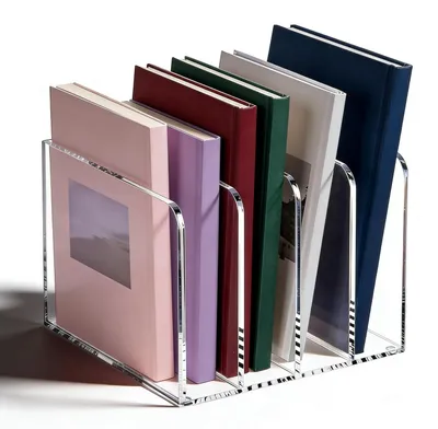 Image de Porte-revues en acrylique transparent avec 4 compartiments