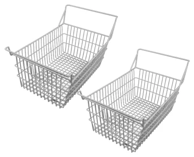 Imagen del producto de 2 cestas para congelador, ideales para congeladores horizontales, cestas de alambre para almacenamiento doméstico, organizadores con asas altas y bajas, aptos para despensas, armarios de cocina. Dimensiones: 50 x 24 cm (19,7 x 9,4 pulgadas)