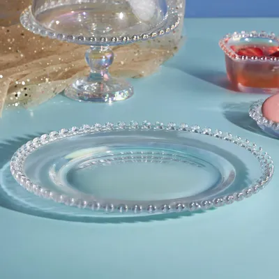 Produktbild von Karaca Rory Servierteller 27 cm - Elegante Glasplatte für Perfekte Präsentation von Kuchen und Plätzchen, Spülmaschinenfest, Stilvolles Design für Exquisite Tafelarrangements
