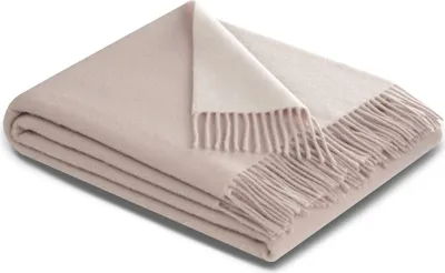 Produktbild von Biederlack Plaid mit Fransen Kaschmir Farbe rosé-ecru Größe 130 x 170