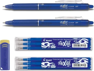 Produktbild von 2 Pilot Frixion Clicker 0.7 blau + 6 Ersatzminen 0.7 blau + Radierer gratis