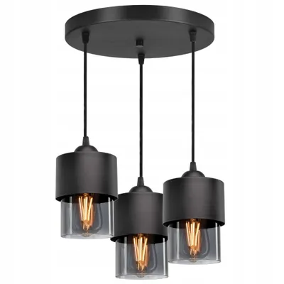 Produktbild von LUXOLAR Deckenleuchte 3 flammig Schwarz mit getöntes Glasschirm E27 60 W, Pendelleuchte für Wohnzimmer, Küchen - Hängelampe Modern Design