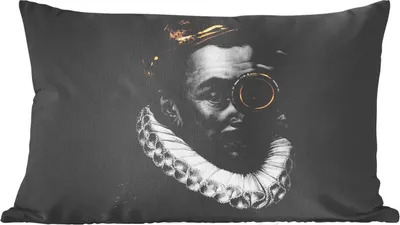 Produktbild von MuchoWow® Zierkissen Sofakissen Wohnzimmer Dekokissen 60x40 cm Wilhelm von Oranien - Adriaen Thomasz - Gold - Kopfkissen - Polster mit Foto