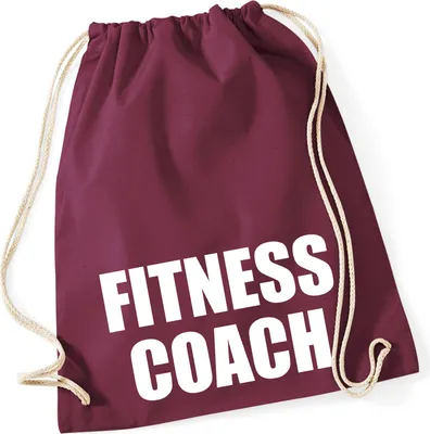 Produktbild von Huuraa Turnbeutel Fitness Coach Training 12 Liter Burgundy Baumwolle Rucksack Geschenkidee