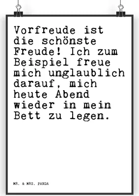 Produktbild von Mr. & Mrs. Panda Bild Vorfreude ist die schönste... DIN A5 - Weiß - Geschenk, Sprüche, wanddeko, Mann, Arbeitskollege, Spruch, lustiger, drucke, Freundin, Kunstdruck