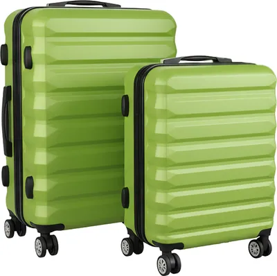 Image de Ensemble de valises Relaxdays, 2 pièces, 2 tailles, 4 roulettes, coque rigide, poignée télescopique, valises de voyage avec serrure à combinaison, vert clair
