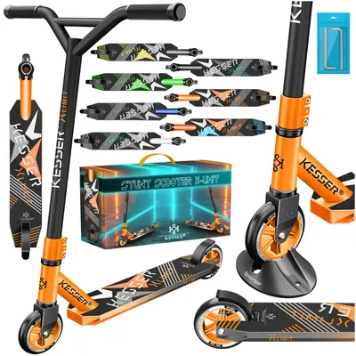 Produktbild von KESSER® Scooter Funscooter Stuntscooter X-Limit - 360° Lenkung mit ABEC 9 Kugellagern 100 mm PolyurethanRäder Robuster Kickscooter Tretroller Cityroller Trick Roller für Kinder Erwachsene