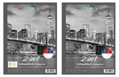 Produktbild von Stylex Collegeblock, A4, Duo, liniert, kariert