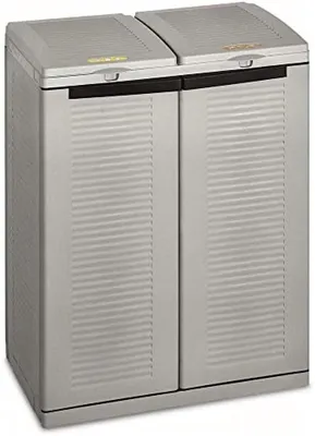 Productafbeelding van PromoHome® Ecocab 2 afvalscheidingskast met 2 compartimenten - met binnen- en buitenbakken - 68x39x88,7 cm - Gemaakt van 98% gerecycled plastic