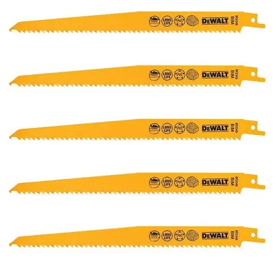 Image de Coffret de 5 Lames DEWALT DT2349-QZ pour scie sabre Bi-Métal 228mm