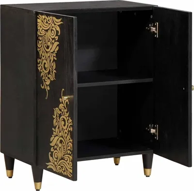 Zdjęcie produktu dla vidaXL Kredens czarny 60 x 33 x 75 cm lite drewno mango