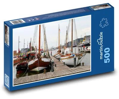 Obrázek produktu pro Puzzle 500 Lodě v přístavu s plachetnicemi - martinpuzzle