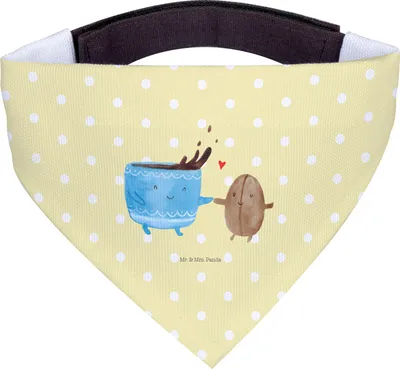 Produktbild von Mr. & Mrs. Panda Halstuch Hund Kaffee Bohne - Gelb Pastell - Geschenk, Hundehalstuch, Glück, Tuch, Lustige Sprüche, Hunde, Genuss, Für, Zufriedenheit, Kaffeebohne