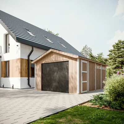 Image de Garage Qualité Premium 17 m²- L378xl530 cm- Garage pour voitures, motos, vélos - Construction en panneaux LP Smartside - Timbela M991B