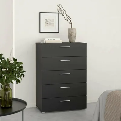 Immagine prodotto di Dmora Cassettiera Alf 40.25x70x102h cm Nero, 5 Cassetti Apertura Scorrevole