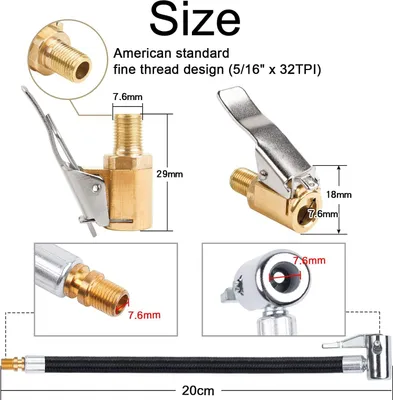 Produktbild von Ventilverlängerung Set, 20cm Reifenfüller Schlauch mit 2 Stück 8mm Autoventil Hebelstecker Air Chuck Reifenfüllschlauch Autoventil Adapter für Auto Fahrrad Motorrad Kompressor