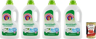 Produktbild von Chanteclair Lavatrice Weißer Moschus Detersivo Liquido - Flüssigwaschmittel für die Waschmaschine - Waschmittel Formel mit Entfetter 28 Wäschen 4x 1.26 Lt + Italian Gourmet polpa 400g