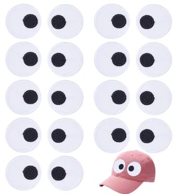 20 aufbügelbare Augen-Patches, Cartoon-Design, Polyester, 30 mm