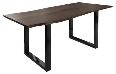 Immagine prodotto di MASSIVMOEBEL24 | FREEFORM 3 Tavolo da pranzo in legno di acacia - laccato grigio /gambe in ferro - antracite lucido 180x90x76