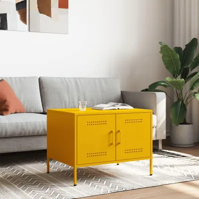 Obrázek produktu pro vidaXL Konferenční stolek hořčicově žlutý 68x50x50,5 cm ocelový