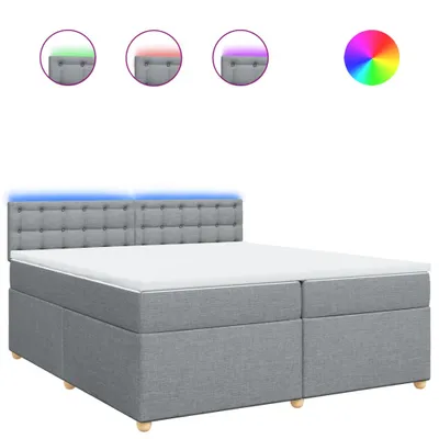 Produktbild von Boxspringbett mit Matratze Hellgrau 200x200 cm Stoff