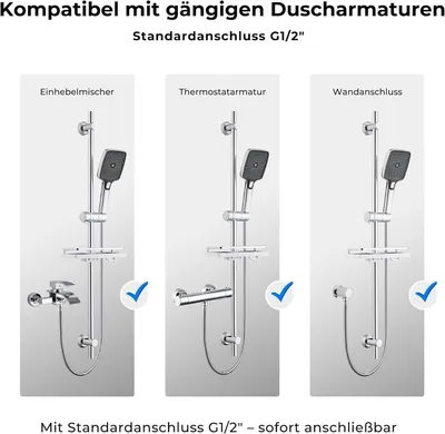 Produktbild von Görbach Duschstange mit Handbrause, Edelstahl Brausestange 100 cm, Chrom