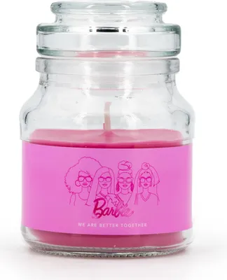 Obrázok produktu pre Vonná sviečka Barbie™ Better Together, lesné plody a med, sviečka v sklenenom pohári, sójový vosk, 11,2 x 7 cm, darček pre fanúšikov Barbie, ružová