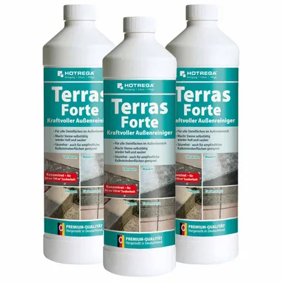 Produktbild von HOTREGA Terras Forte kraftvoller Außenreiniger Konzentrat 1 l - Kraftreiniger, Steinreiniger, Hofreiniger, Terrassenreiniger, Natursteinreiniger