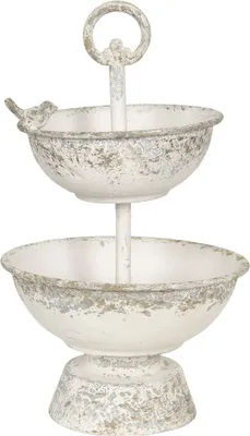 Obrázok produktu pre Clayre & Eef Etagere Ø 21x36 cm Biela liatina