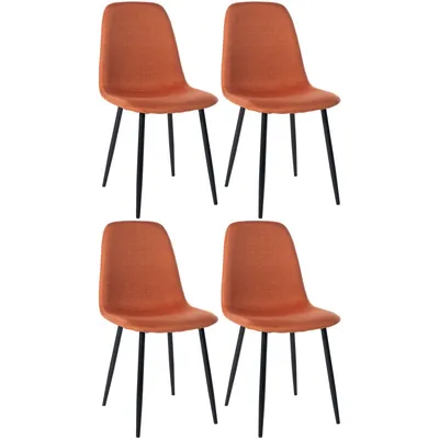 Produktbild von CLP 4er Set Esszimmerstühle Napier gepolstert bis 150 kg belastbar orange Material Stoff