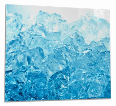 Produktbild von Wallario Herdabdeckplatte aus Glas, Größe 60 x 52 cm 1-teilig, Motiv Leuchtendes Eis in blau