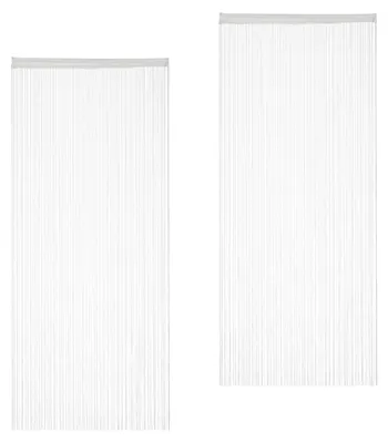 Produktbild von 4 x Fadenvorhang weiß, kürzbar, mit Tunneldurchzug, für Türen & Fenster, waschbar, Fadengardine, 90x245 cm, white