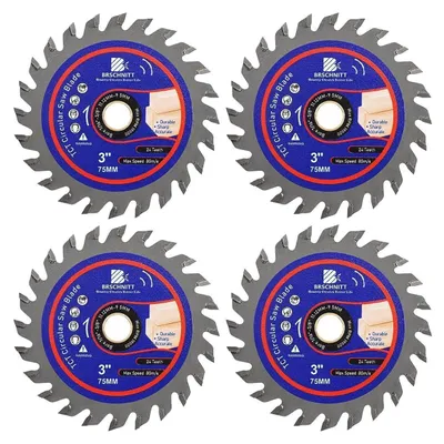 Image de Scie circulaire pour bois et plastique, 75 mm (3"), 24 dents, 4 pièces, denture ATB, alésage de 11,12/9,5 mm
