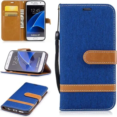 Produktbild von Tasche für Samsung Galaxy S7 Jeans Cover Handy Schutz Hülle Case Blau