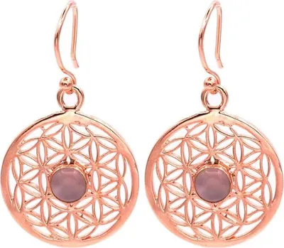 Produktbild von Ohrhänger Blume des Lebens mit Rosenquarz -- 2.5 cm