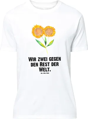 Produktbild von Mr. & Mrs. Panda Größe XL T-Shirt Blume Sonnenblume - Weiß - Geschenk, Garten, Beste Freundin, mit Spruch, Zusammen, Best Friends, Shirt, Tshirt, Sonnenblumen