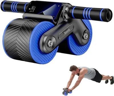 Imagen del producto de Rodillo abdominal con función de retorno automático, incluye soporte para teléfono móvil, compacto, para uso doméstico