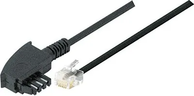 Produktbild von TPFNet Modular-Kabel, TAE F St. / RJ11 St. (6P4C), Standardbelegung, schwarz, 3m