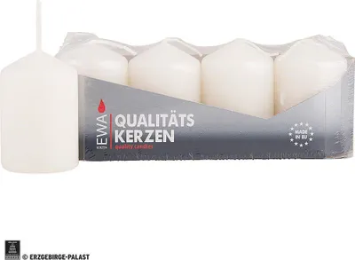 Produktbild von Hochwertige Stumpenkerzen weiß - 3,8cm Durchmesser von JEKA Ebersbacher Kerzen
