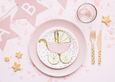 Immagine prodotto di Tovaglioli carrozzina 14x15cm 20 pezzi oro rosa