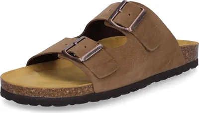 Produktbild von MIDS MOMO Damen Zweiriemer-Pantolette Tan mit Velourleder & Korkfußbett