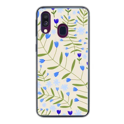 Produktbild von MuchoWow® Handyhülle Schutzhülle Hülle für Samsung Galaxy A40 Blume - Blätter - Blau Silikon Softcase Handy Hülle - Handy-Tasche