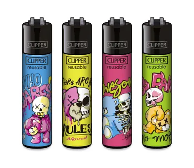 Produktbild von Clipper Feuerzeuge 4er Set Bear Skulls