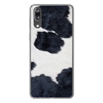 Produktbild von MuchoWow® Handyhülle Schutzhülle Hülle für Huawei P20 Bild einer schwarzen und weißen Kuhhaut Silikon Softcase Handy Hülle - Hardcover