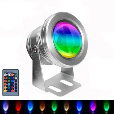 Produktbild von 10W LED Unterwasser RGB Strahler Wasserdicht  Teich Pool Licht Flutlicht Spotlight Garten Brunnen Aquarium Beleuchtung, Silber
