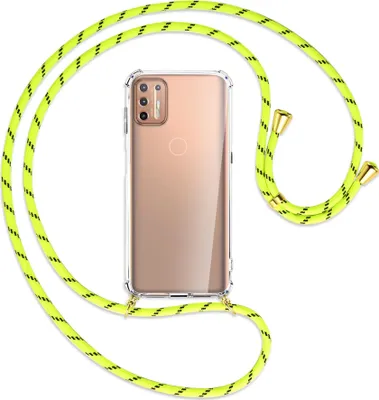 Produktbild von Handykette Backcover-Schutzhülle mit Band (Metall goldfarben) für Motorola Moto G9 Plus - schwarz/gold